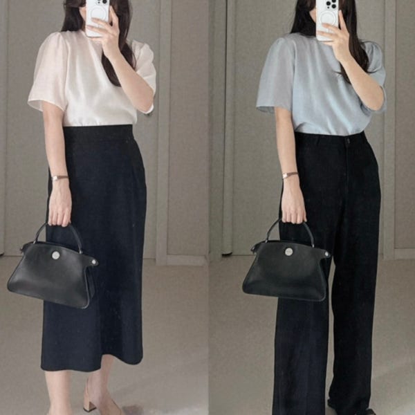 [제작 / 2size / 소량입고] 로이 텐셀 여름 가을 블라우스 77 88 99 빅 사이즈 반팔 긴팔 오버핏 루즈핏 하객룩 출근룩 면접 라이크미