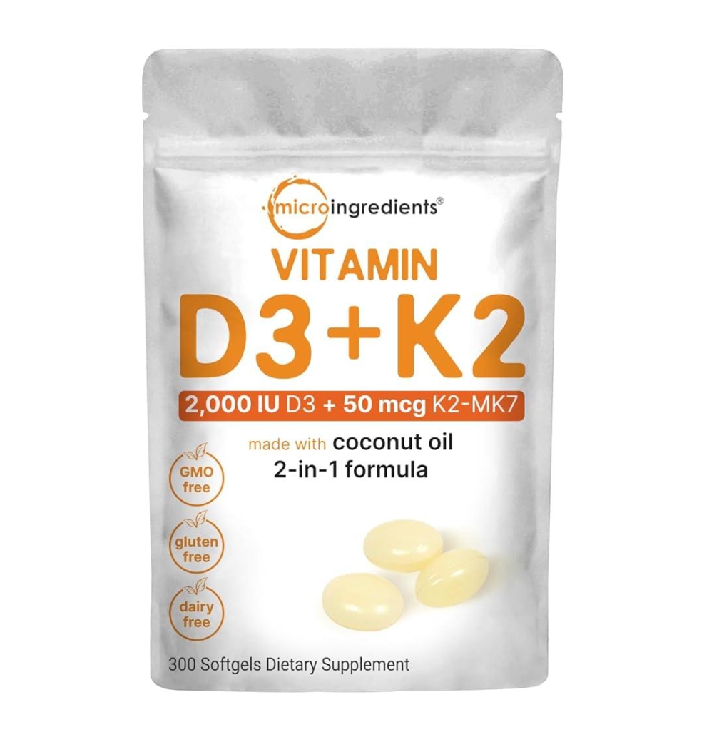 Micro Ingredients <b>비타민D3</b>+K2 코코넛 오일 300소프트젤