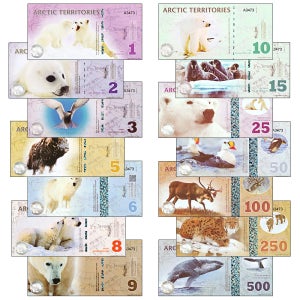 세계 화폐 북극 기념 지폐 폴라 달러 14종 동물 도안 북극곰 여우 선물용