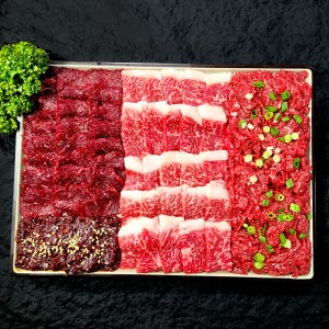 [새롬한우] 한우 뭉티기 세트 차돌사시미 육회 생고기삼총사470g 육사시미 생차돌