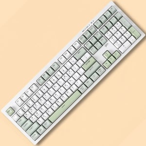 사무실 저소음 키보드 무소음 108키 풀배열 키보드 보글보글 그린 사무실용 유선 키보드