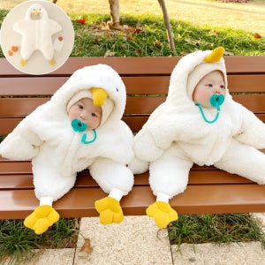 귀여운 오리 우주복 아기겨울옷 방한우주복