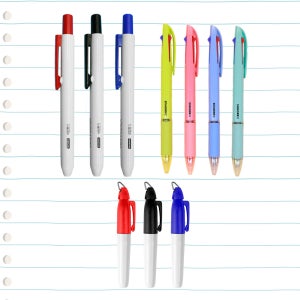 펜 여기 있습니다 3색볼펜 노크식네임펜 3종 미니고리 네임펜