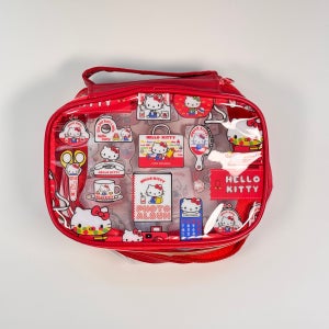 산리오 레드 헬로키티 PVC 투명 빅 파우치