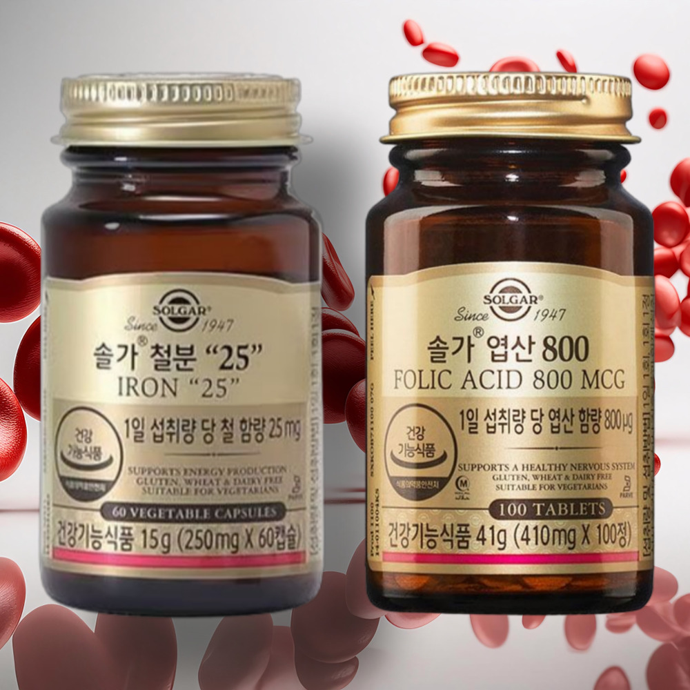 솔가 철분+엽산 임산부 철분제 영양제 헤모글로빈 비헴철