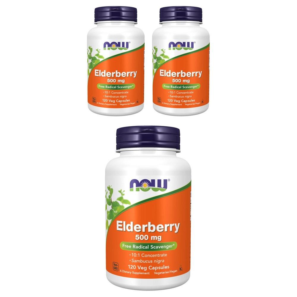 나우푸드 <b>엘더베리 500mg</b> 120정 3개
