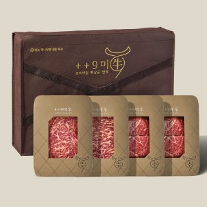 [구미우] 1++9등급 구이정육 늘찬 한우 선물세트 1호 등심+채끝+국거리+국거리, 1.2kg, 1개