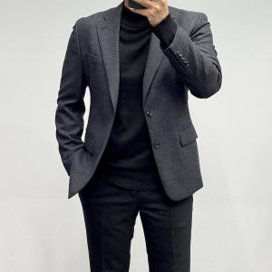 바쏘옴므 자켓 봄 여름 가을 남성 하운드 브라운 슬림핏 스판 블레이져 콤비자켓 X1JS