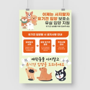 아트지 A5 단면 유기견 입양 강아지 애완동물 보호소 유실 입양 지원 신청 전단지 A4 100장 1000장 소량 대량