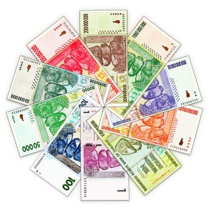 짐바브웨 10종 지폐 세트 10조 달러 세계 화폐 외국돈