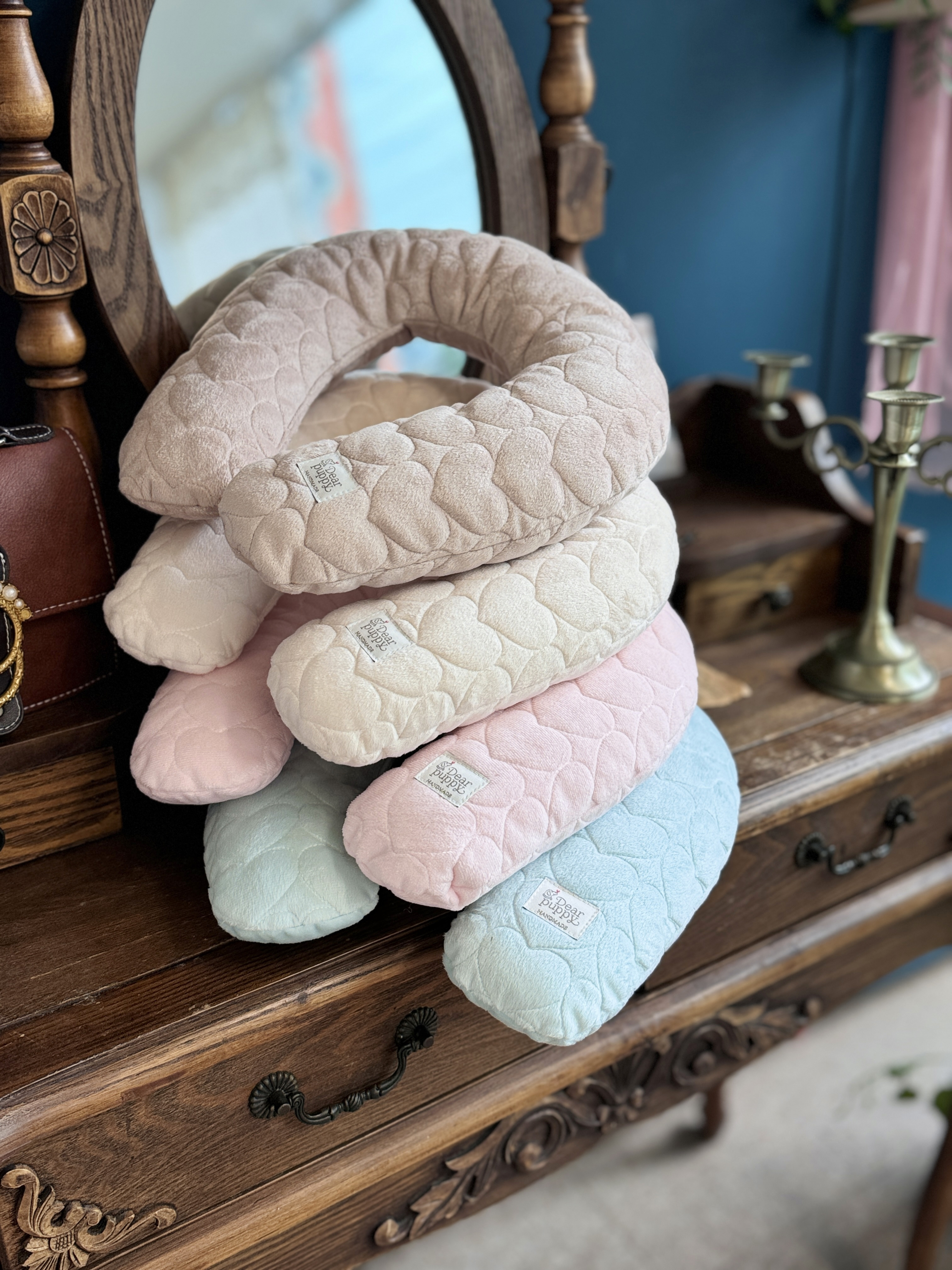 강아지베개 극세사 애견 바디필로우 밀키크림