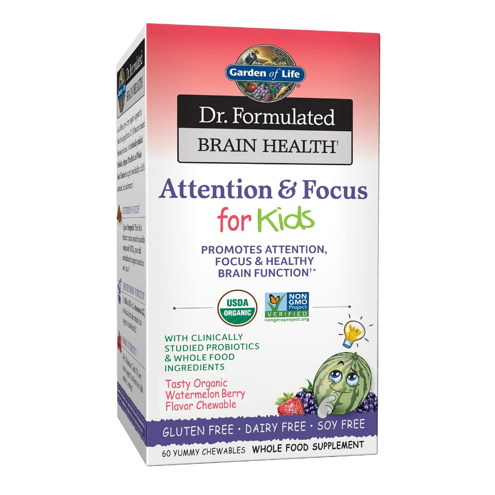 가든오브라이프 <b>브레인</b>헬스 수박 딸기맛 60츄어블정 소나무껍질 추출물 어린이 키즈 비타민