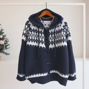 키아누 노르딕 후드 코위찬 울 니트 가디건