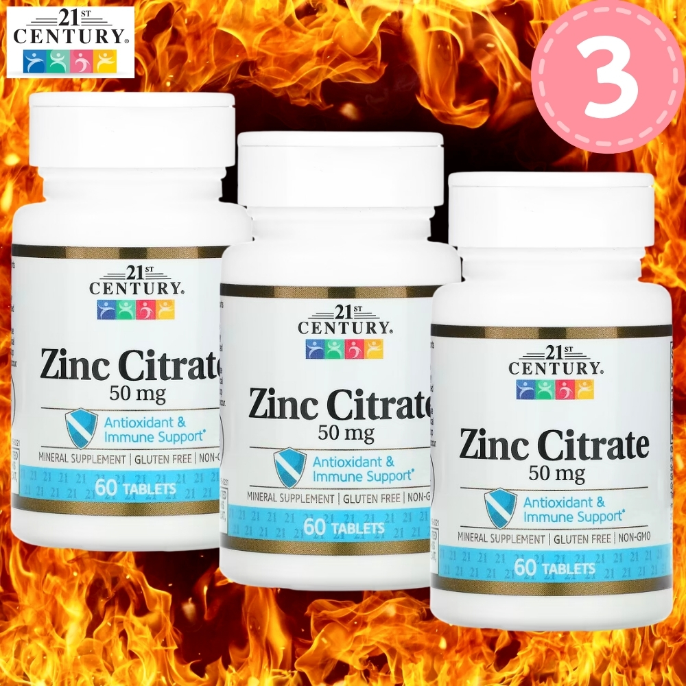 21세기센트리 ZINC <b>징크</b> <b>시트르산</b> 아연 <b>50</b>mg 60정 3개