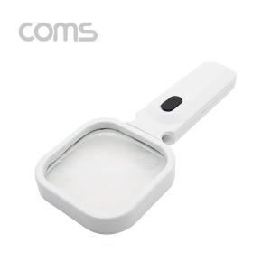Coms 4LED 사각 돋보기 확대경 6배율, 3X 6X, 렌즈 80mm, 독서용 학습용