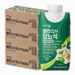[본사] 케어웰 밸런스N 당뇨식 트리플케어 200ml 72팩 당뇨영양식 당뇨 환자 식사대용 영양식 혈당관리 두유 간식 영양 음료