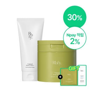 [30%/피부가 되살아나는 회복 SET] 리바이포유 7초 진정 앰플 패드 100매+컨트롤 장벽 로션 150ml + 샤쉐증정 Rbfy