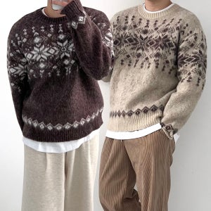 남자노르딕니트 남자눈꽃니트 두꺼운스웨터