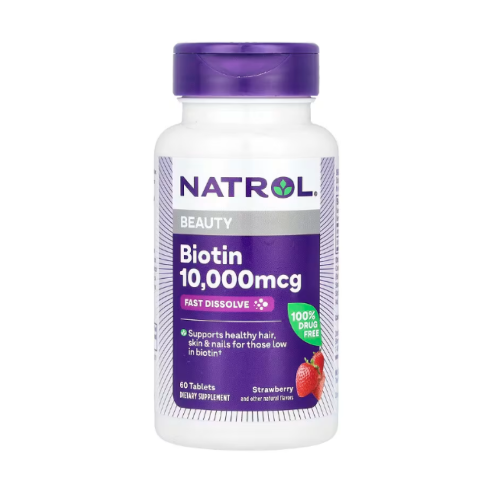 <b>나트롤</b> 비오틴 <b>뷰티</b> 10,000mg 녹여 먹는 딸기맛 60정 <b>헤어</b> <b>스킨</b> <b>네일</b>