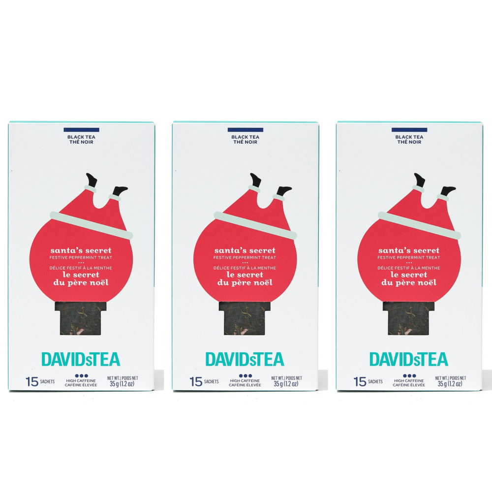 DavidsTea 데이비드티 산타 시크릿 달콤한 민트차 티백 15팩X3박스 캐나다 홍차