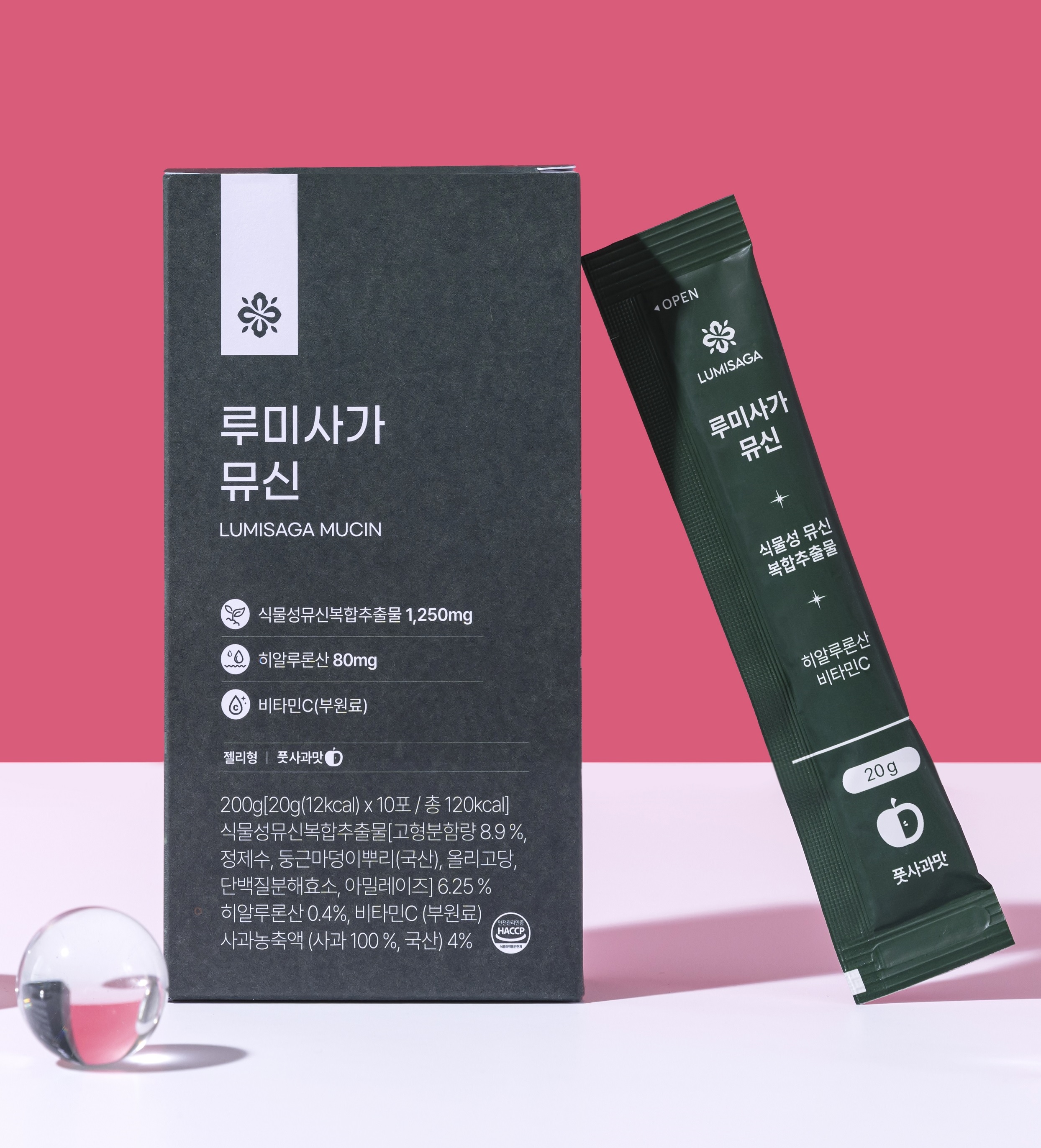 루미사가 뮤신 히알루론산 식물성뮤신 <b>이너뷰티</b> 젤리 풋사과맛 인어타임 10포, 2개