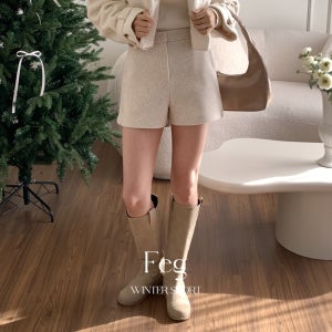 (무료배송)페그 모직 하프팬츠(3color) [반바지 숏 겨울바지 하이웨스트 3부 4부 콘솔지퍼 포멀 여성정장 하프슬랙스]