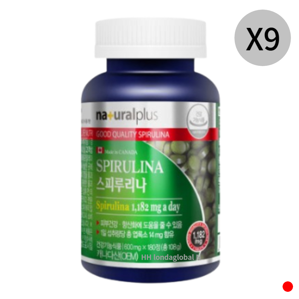 <b>내츄럴플러스</b> 스피루리나 <b>피부</b>건강 항산화 180정 X9