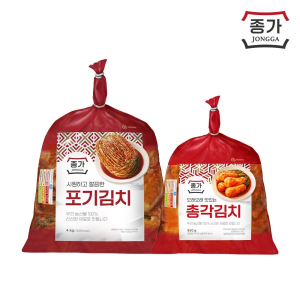 종가 포기김치 4kg 1개 + 총각김치 850g 1개