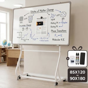 유광 법랑 자석 화이트보드 (중형)+ S라인스탠드 이동식스텐드 칠판 알루미늄 85X120