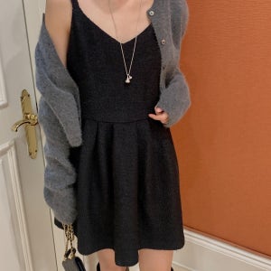 miel 미엘 르나 원피스 나시 뷔스티에 핀턱 연말룩 트위드 레이어드 ops 올어바웃유 (2col)