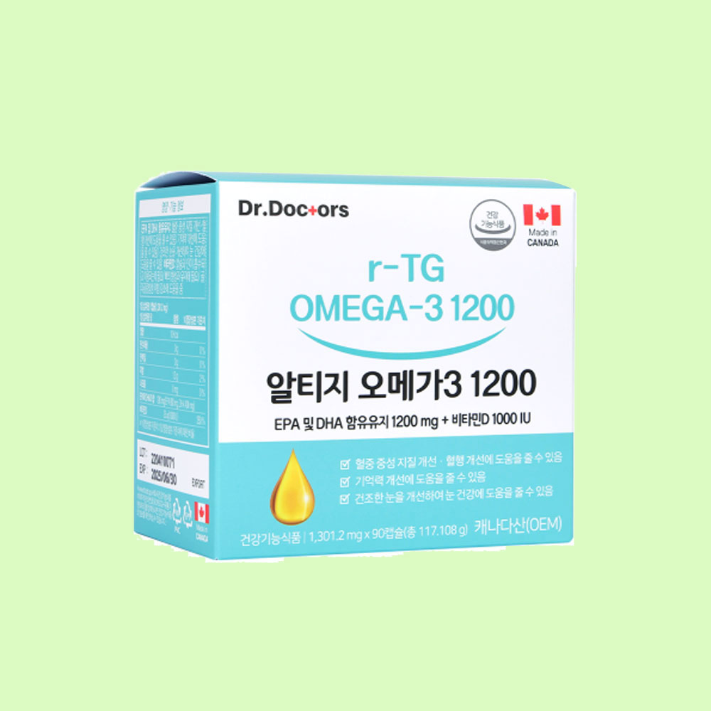 <b>닥터닥터스</b> 알티지 오메가3 비타민D 90캡슐 혈행개선 <b>골다공증</b> 건조한눈 기억력개선