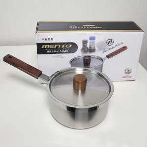 키친아트 멘토 인덕션 스텐냄비 편수18cm