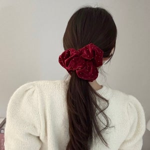 금박 도트 빅사이즈 벨벳 스크런치 풍성한 헤어 왕 곱창끈 5color