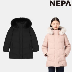 네파 미들 다운자켓 여자 폭스퍼 구스다운 하프 패딩점퍼