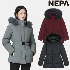 네파 패딩 여자 구스다운 벨트 중기장 거위털 구스 다운 자켓 패딩 점퍼