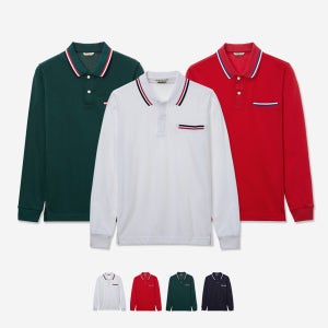긴팔 드라이쿨 삼선 카라티셔츠 흰색,빨강,수박,곤색 XS-XXL 남녀공용