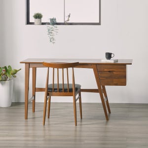 인테리어레시피 오피스 데스크 중고등학생 대학생 원목 책상 1500x600mm, 월넛