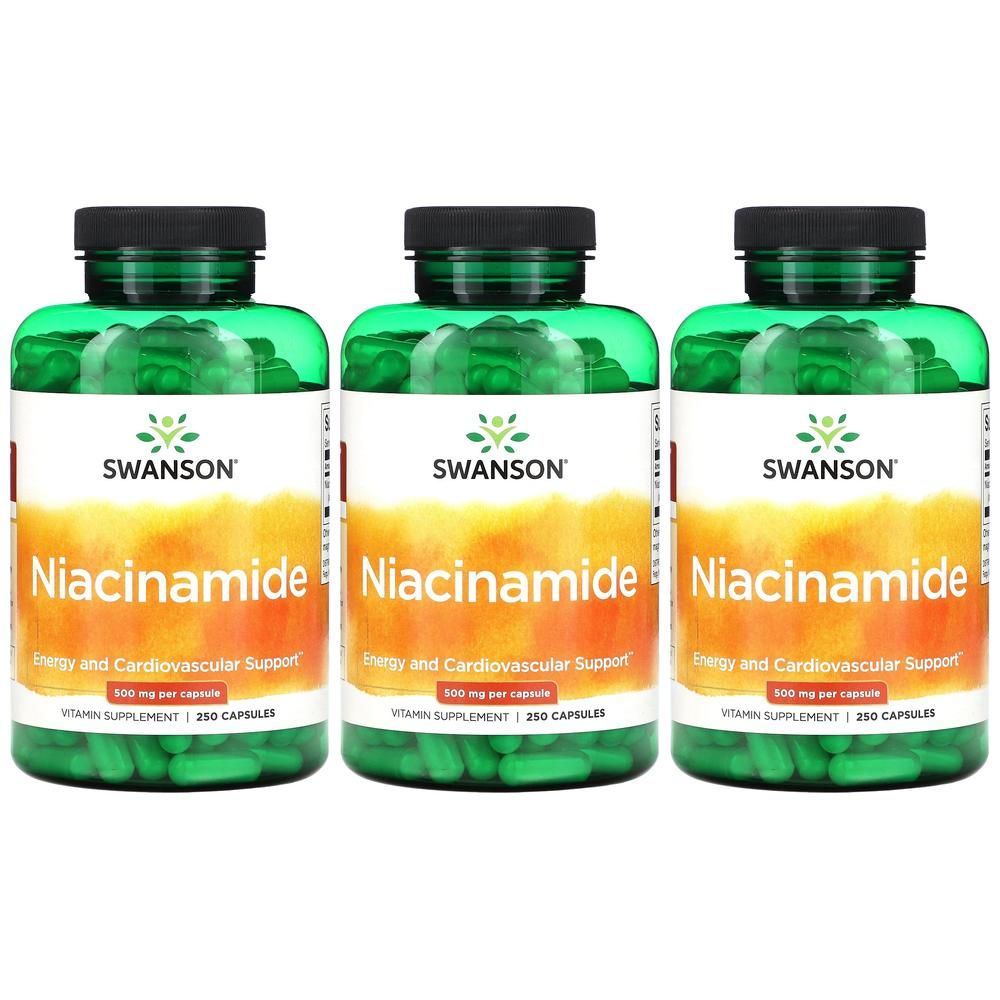 스완슨 <b>나이아신아마이드 500mg</b> 250캡슐 3병 Niacinamide