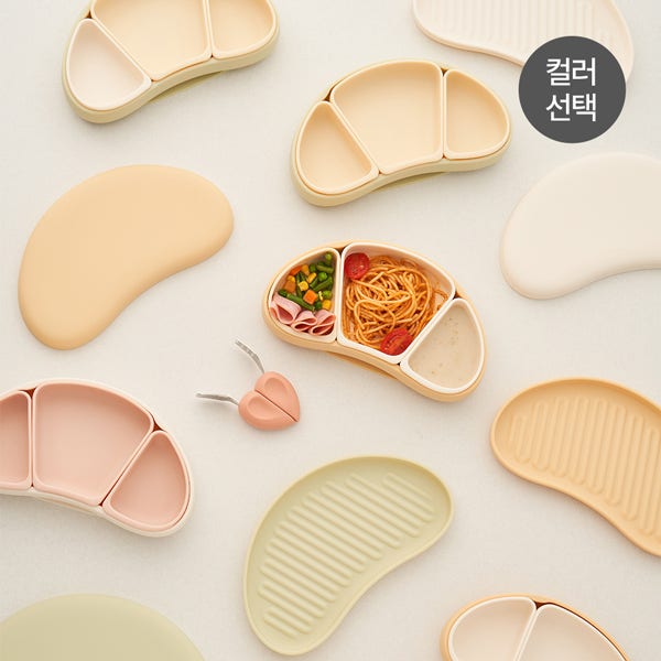 [모윰] 스타터 디바이더 3구 흡착식판 (뚜껑포함) 토핑이유식 자기주도 아기식판