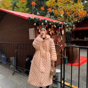 스트링 누빔 덕다운 롱 패딩 점퍼