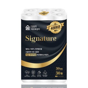 숨 시그니처 4겹 착한 화장지 30롤 두루마리휴지 30m 물에잘녹는 천연펄프