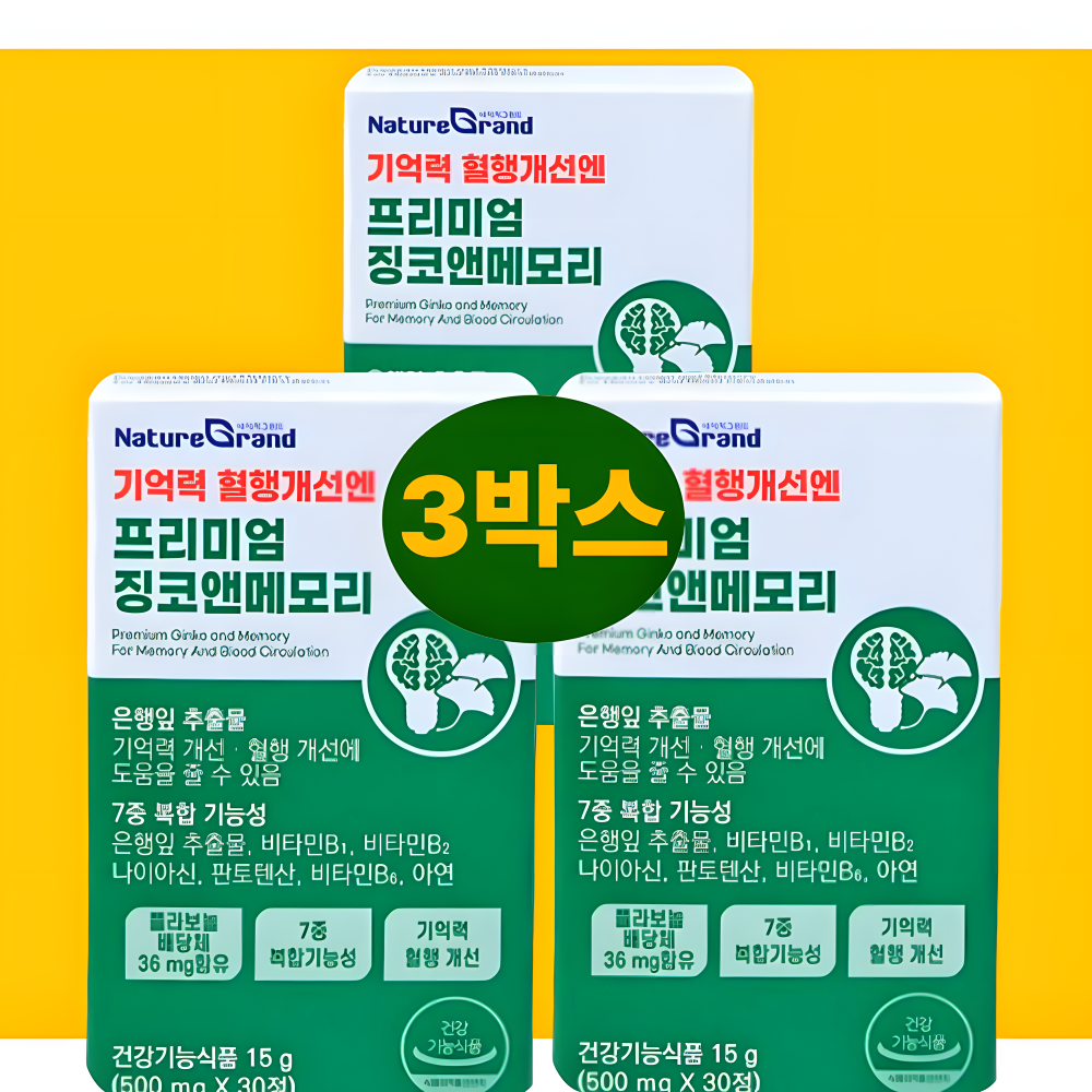 은행잎추출물 3박스 다리 손 발 혈행개선 뇌기능 기억력 개선 감퇴 징코<b>비타민</b>