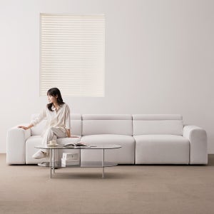 기간할인가 라자가구 미노르 모션 리클라이너 슬라이드 무빙 패브릭 소파 스툴미포함, 아이보리, 4인용