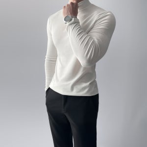 남자반폴라티 남자목티 머슬핏긴팔 기모목폴라 무지반목티