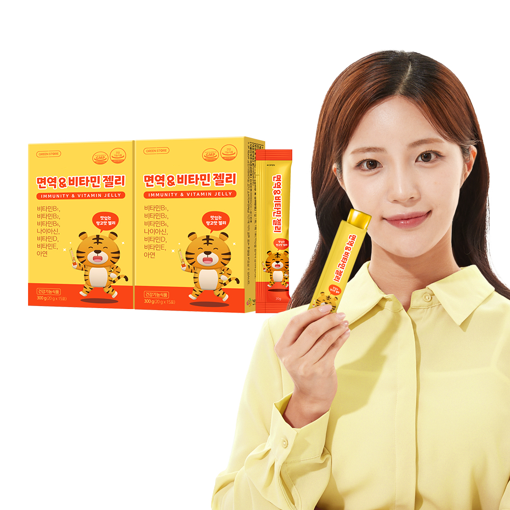 [1+1] <b>그린스토어</b> 면역&amp;비타민 젤리 15포, 2개