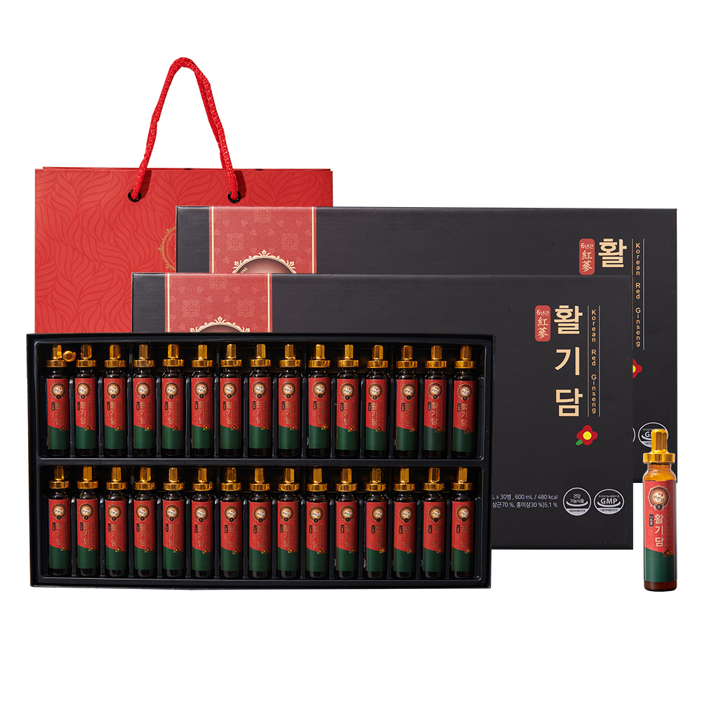 <b>려원담</b> 활기담 홍삼앰플 20ml x 30개입 2박스 (+쇼핑백/건강기능식품)