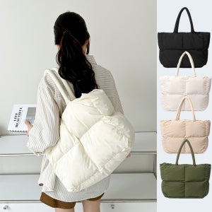 여자 서류가방 패딩 토트백 가든파티 사각 가벼운 토트백