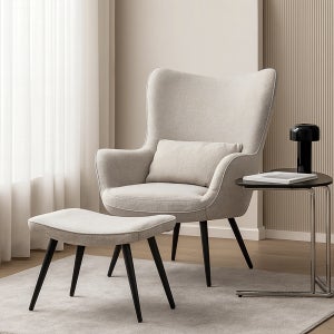 아르덴 패브릭 암체어 안락 독서 수유의자 (스툴 포함) 베이지