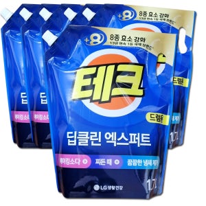 엘지 테크 딥클린 엑스퍼트 1.7L x6개 드럼용 액체세탁세제 베이킹소다 찌든때 냄새제거