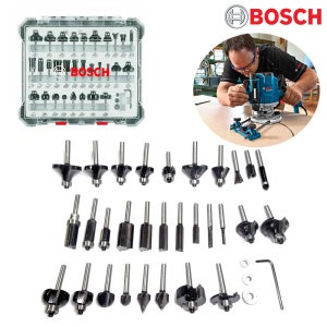 BOSCH 루터비트 세트 30pcs (목재용) 샹크/6mm 트리머비트 육각렌치 볼베어링포함